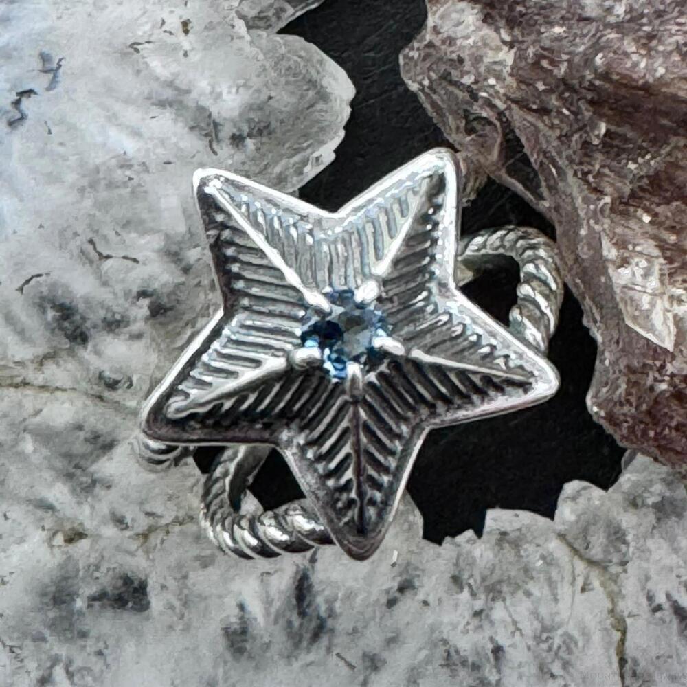 Carolyn Pollack Sterling Faceted London Blue Topaz Decorated Star Ring For Women
